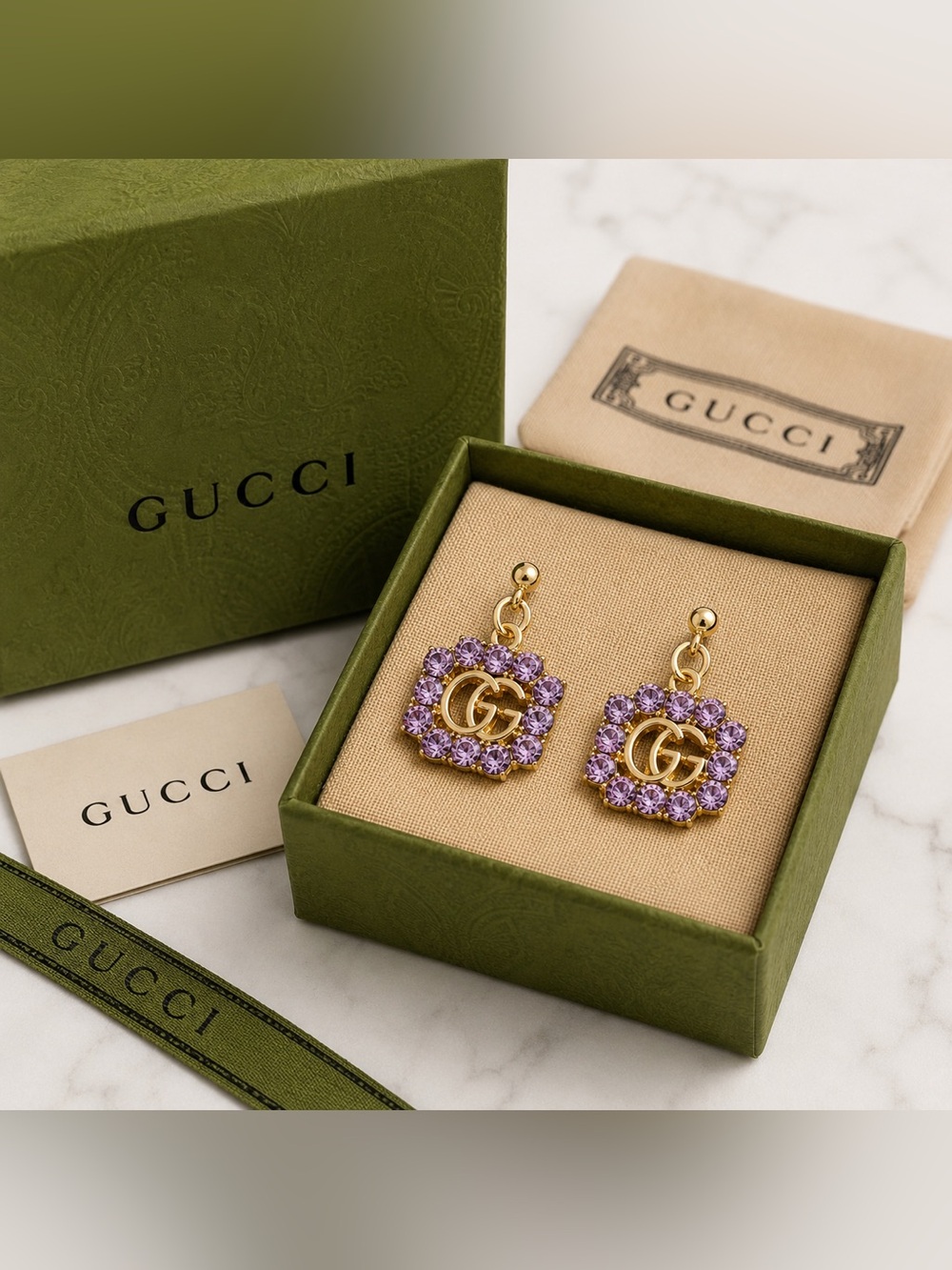 GUCCI PURPLE CRYSTAL Earrings